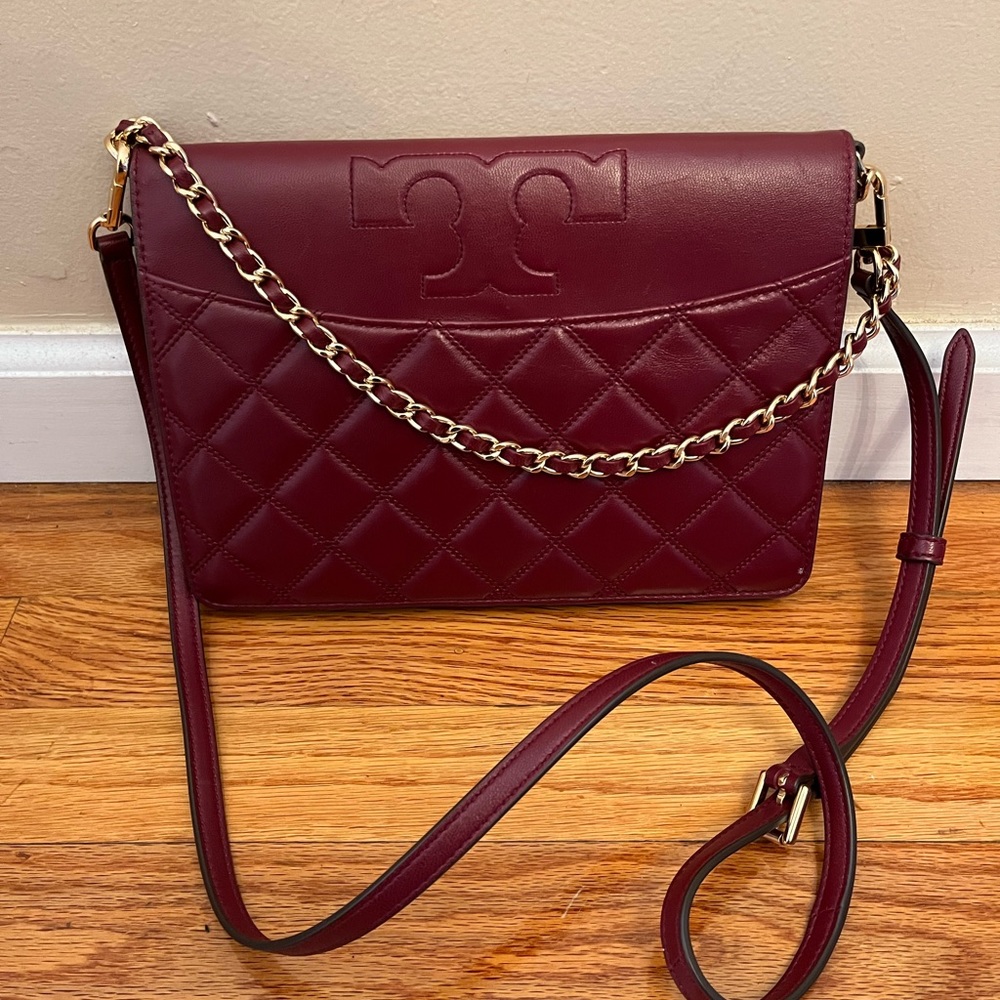 Tory Burch burgundy/garnet Savannah clutch/crossbody